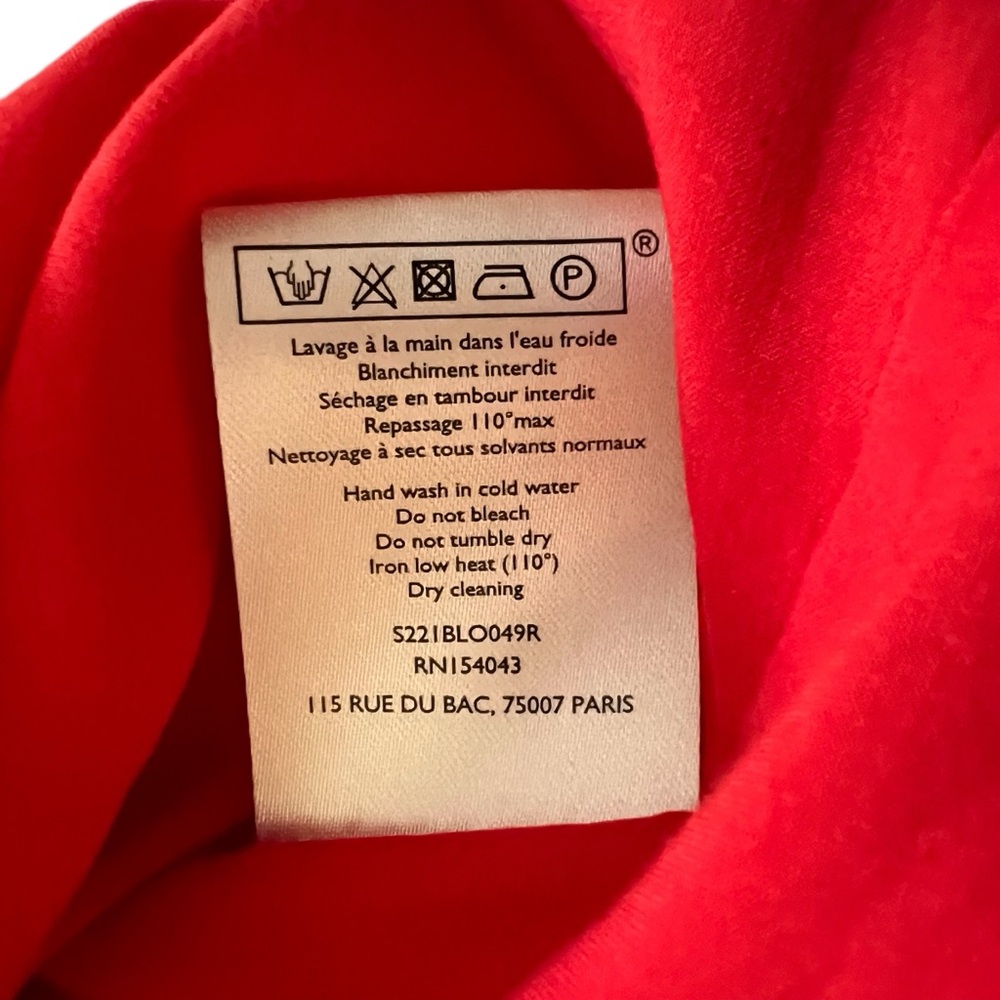 Sezane Lara Red Mini Flowers Floral Tie-Shoulder Blouse size 38/6 EUC - Picture 5 of 11